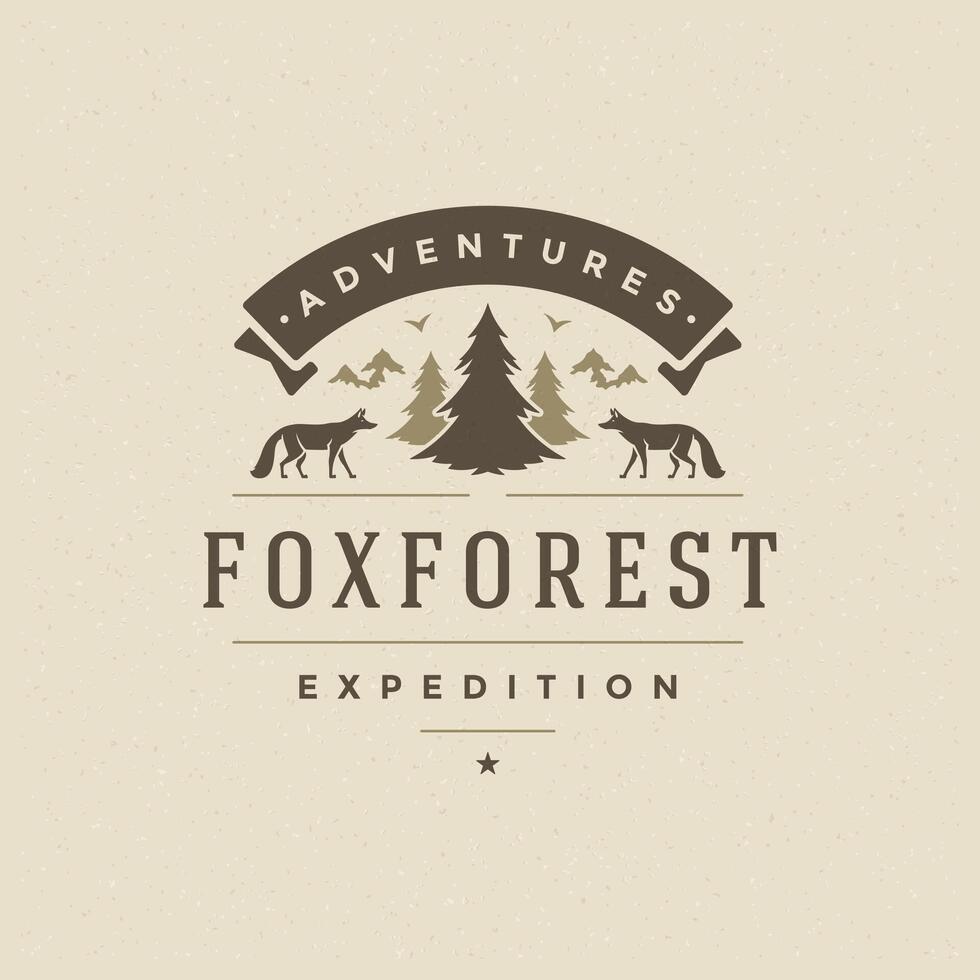 skog camping logotyp emblem illustration. vektor