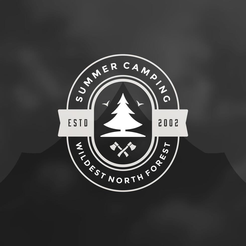 Wald Camping Logo Emblem Illustration. vektor