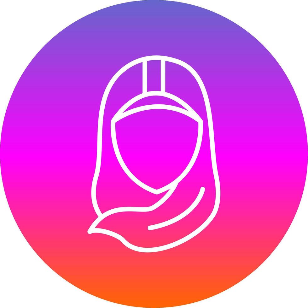 hijab linje lutning cirkel ikon vektor