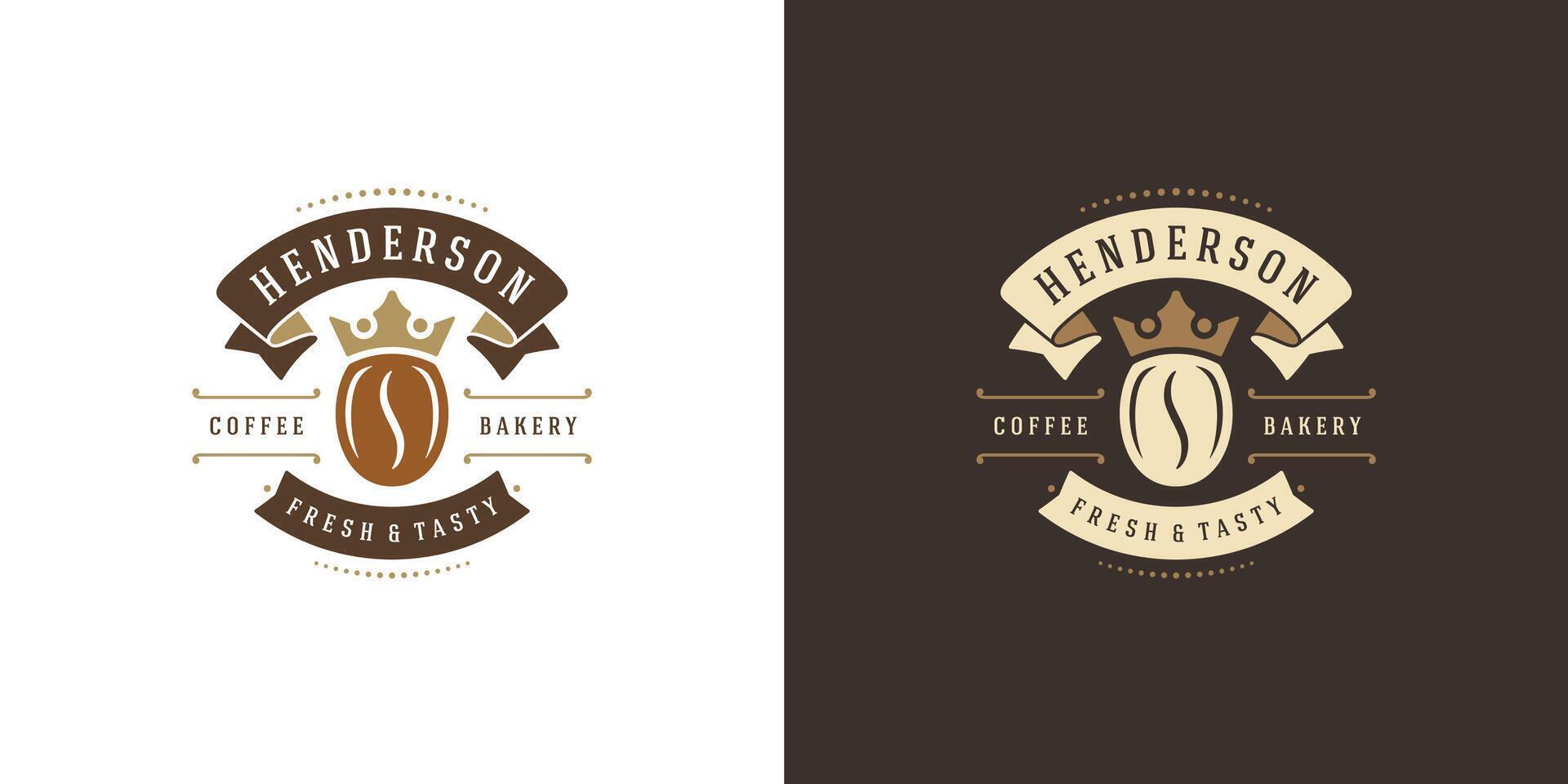 Kaffee Geschäft Logo Vorlage Illustration mit Bohne Silhouette gut zum Cafe Abzeichen Design und Speisekarte Dekoration vektor