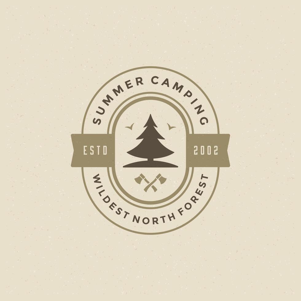 Wald Camping Logo Emblem Illustration. vektor