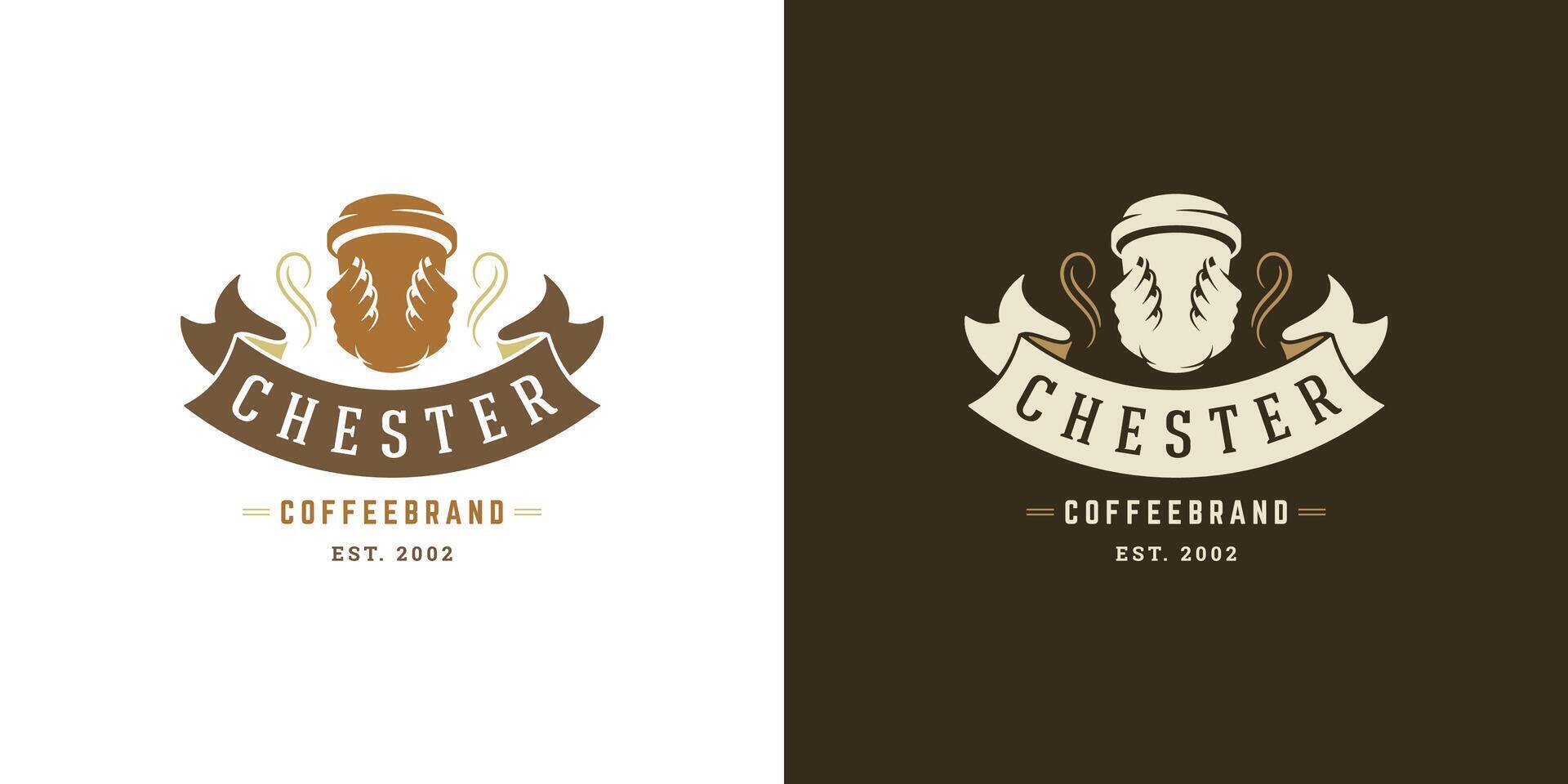 Kaffee zu gehen Geschäft Logo Vorlage Illustration mit Tasse Silhouette gut zum Cafe Abzeichen Design und Speisekarte Dekoration vektor