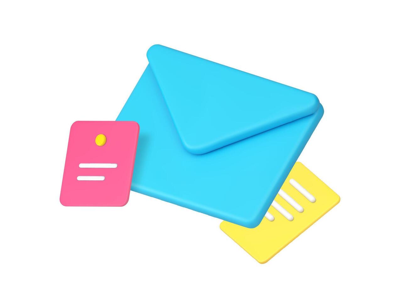 post service brev papper ark med kuvert post skicka motta 3d ikon realistisk vektor