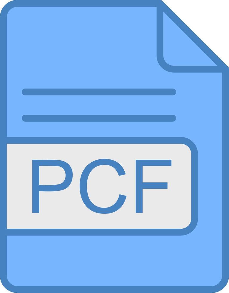 pcf Datei Format Linie gefüllt Blau Symbol vektor