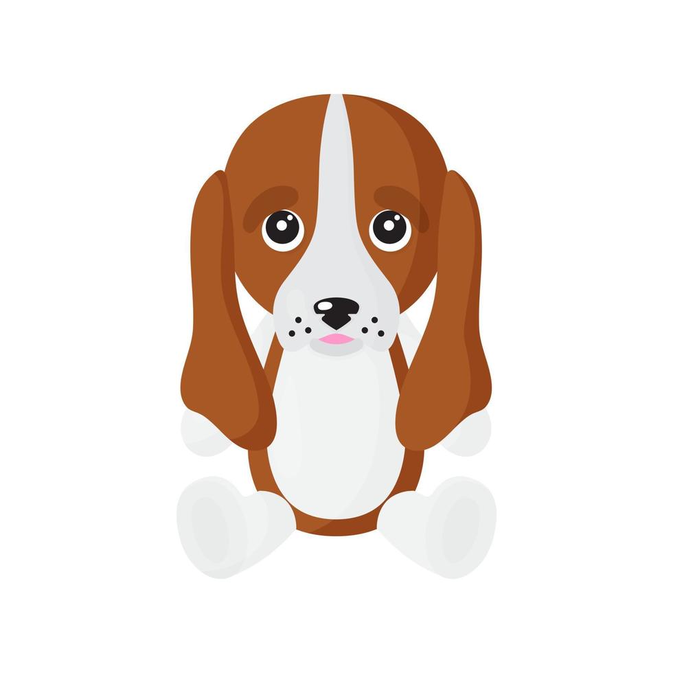 Vektor-Cartoon sitzender Hund der Basset Hound-Rasse. vektor