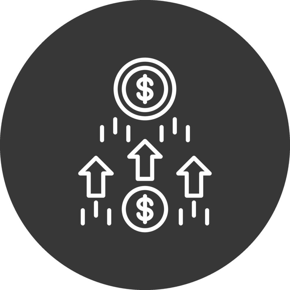 pengar tillväxt linje omvänd ikon design vektor