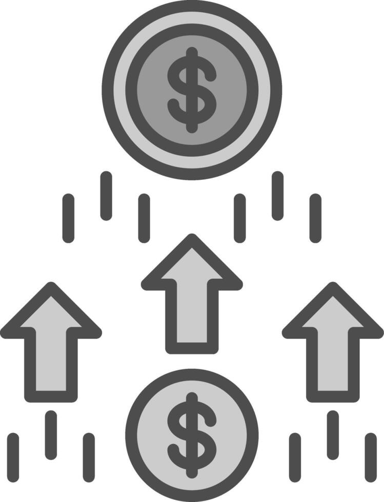 Geld Wachstum Linie gefüllt Graustufen Symbol Design vektor