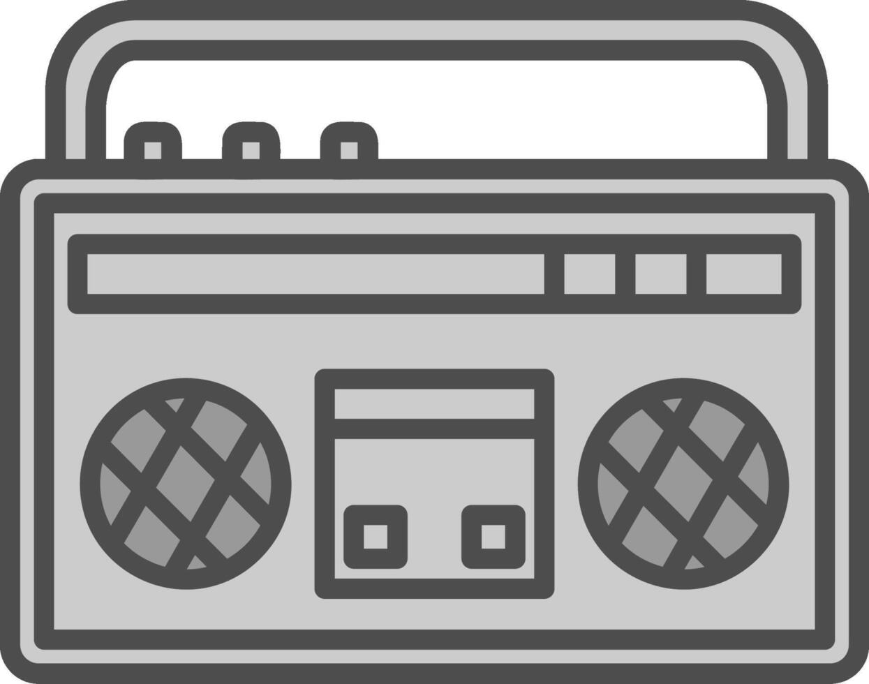 Boombox Linie gefüllt Graustufen Symbol Design vektor