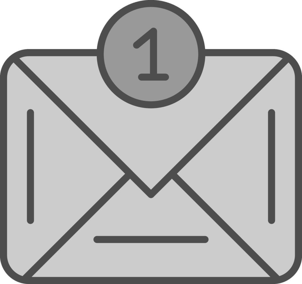 e-post linje fylld gråskale ikon design vektor