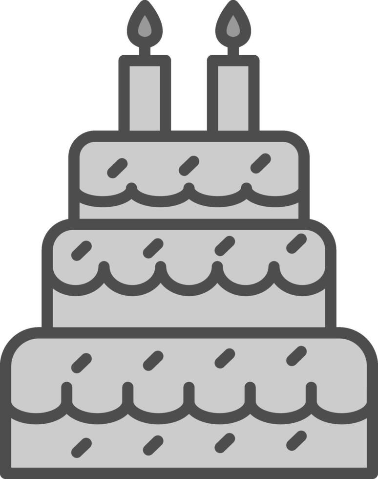 Kuchen Linie gefüllt Graustufen Symbol Design vektor