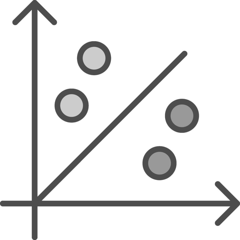 streuen Graph Linie gefüllt Graustufen Symbol Design vektor