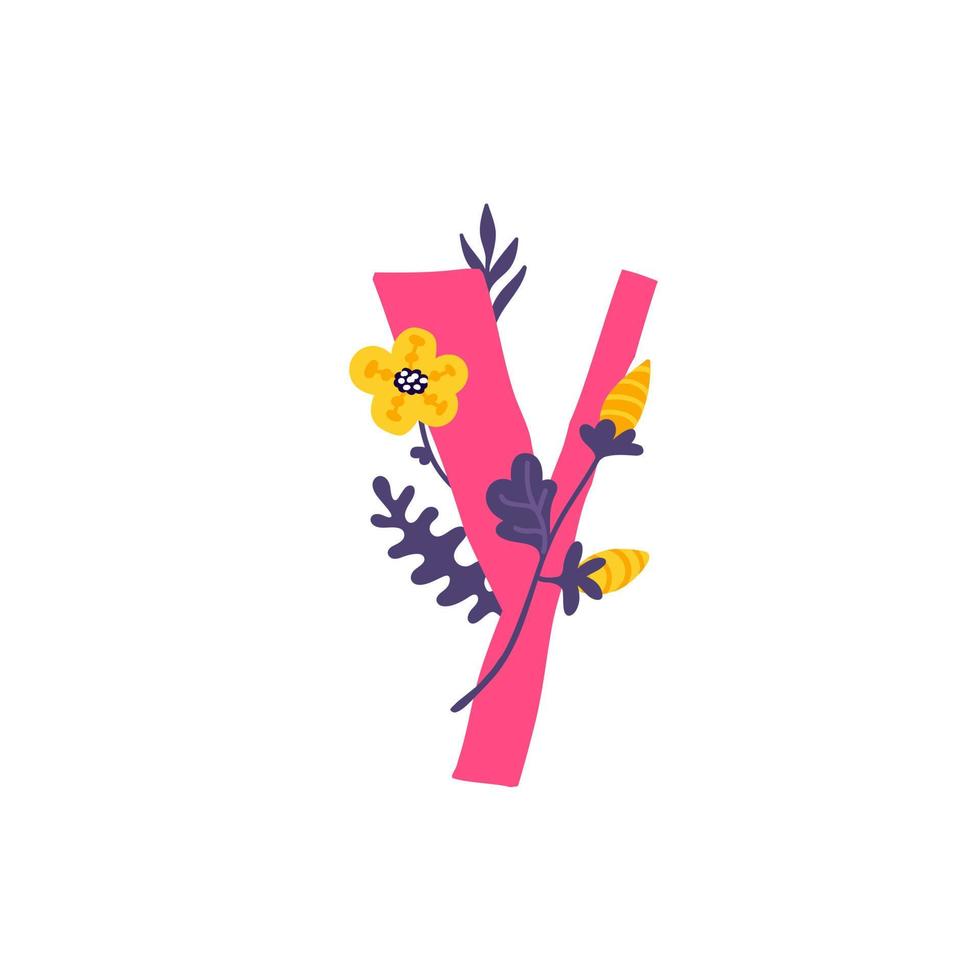 bokstaven i det ryska alfabetet. vektor. slavisk kyrillisk typsnitt. vackra färgbokstäver i växter och blommor. botanik och blomsterbruk. dekorativ logotyp. vektor