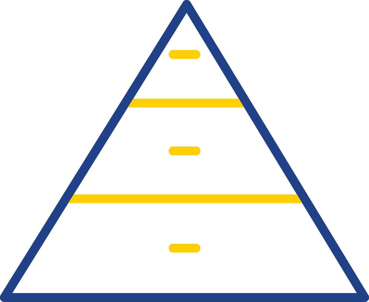 pyramid diagram linje två Färg ikon design vektor
