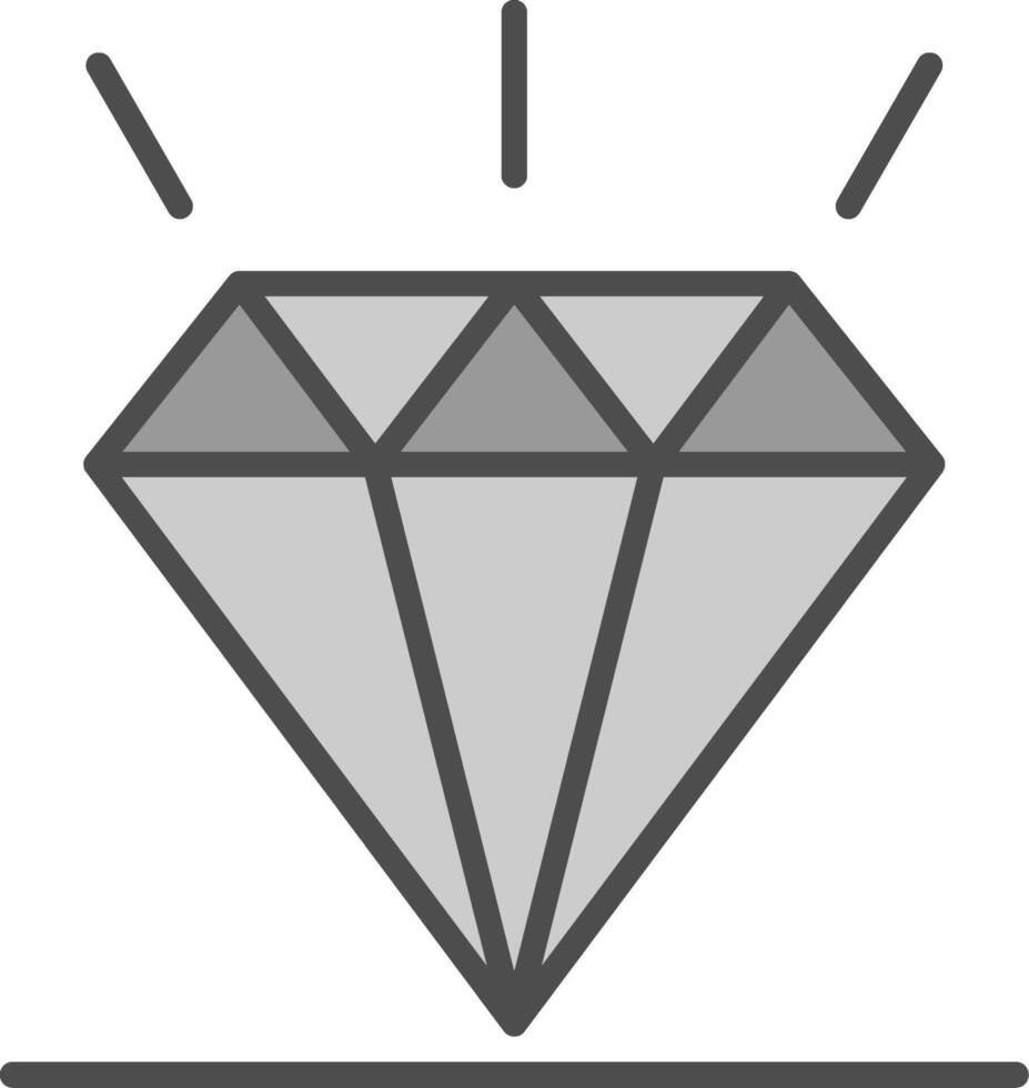 Diamant Linie gefüllt Graustufen Symbol Design vektor