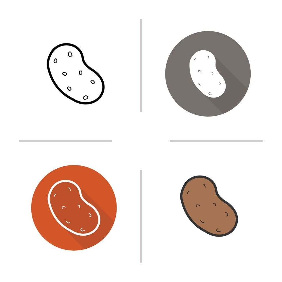 potatis ikon. platt design, linjär och färgstilar. isolerade vektorillustrationer vektor