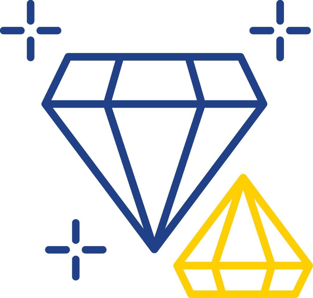 diamant linje två Färg ikon design vektor