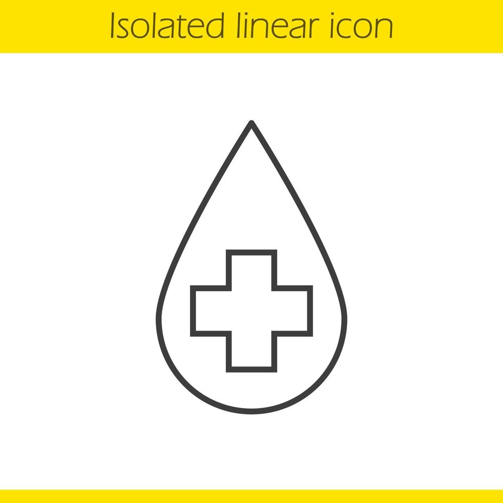 rent vatten koncept linjär ikon. tunn linje illustration. medicinskt kors inuti vätskedroppe. vattenrening kontur symbol. vektor isolerade konturritning