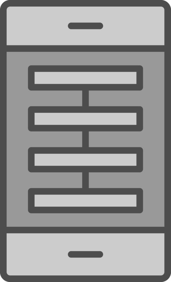 app linje fylld gråskale ikon design vektor