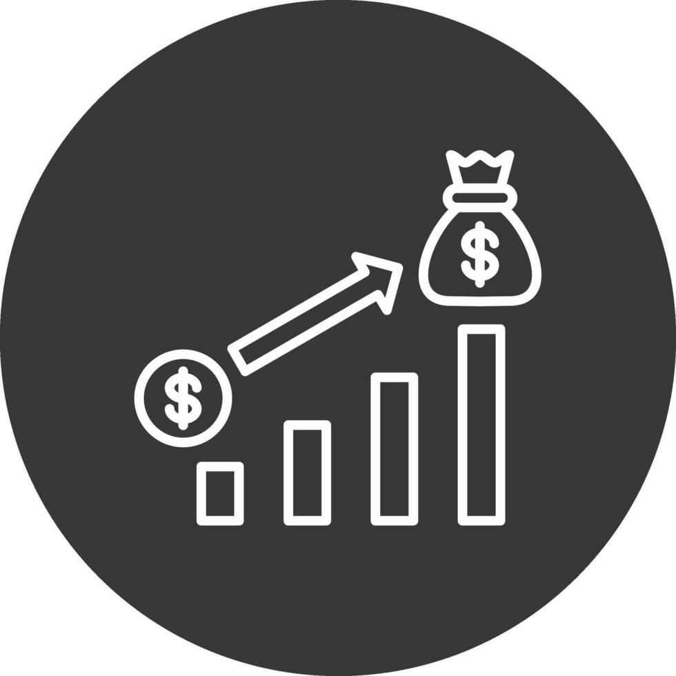 Geld Wachstum Linie invertiert Symbol Design vektor