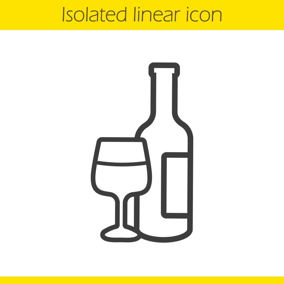 vin linjär ikon. tunn linje illustration. vinflaska och glas kontur symbol. vektor isolerade konturritning