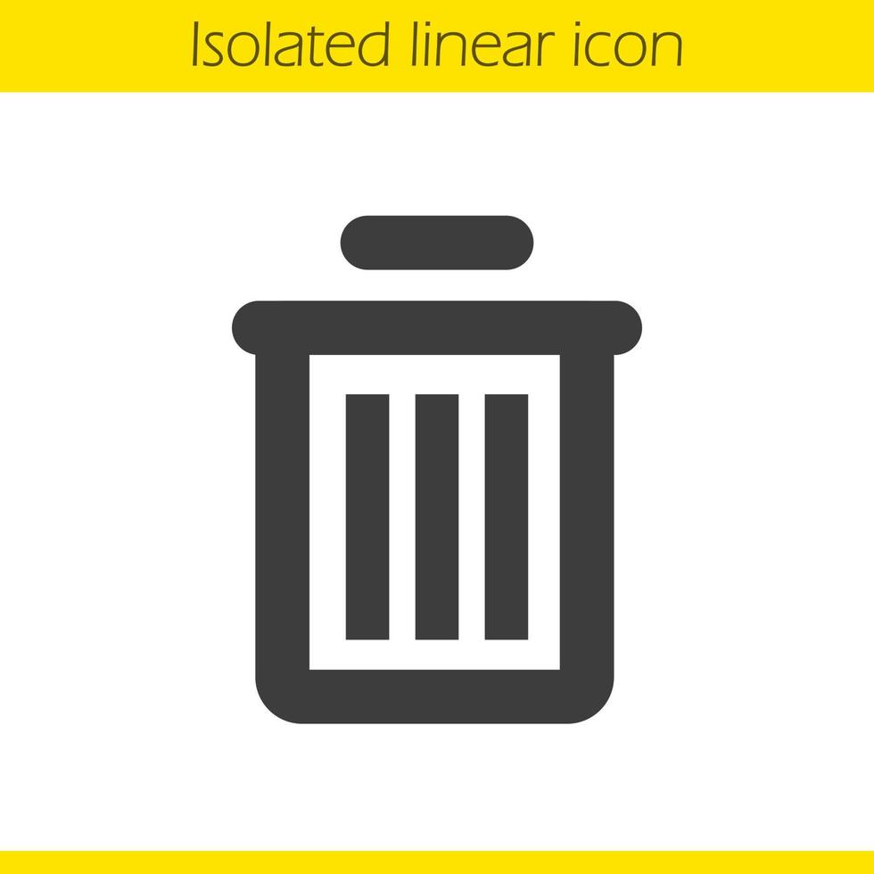linjär ikon för papperskorgen. soptunna tjock linje illustration. papperskorgskontursymbol. vektor isolerade konturritning