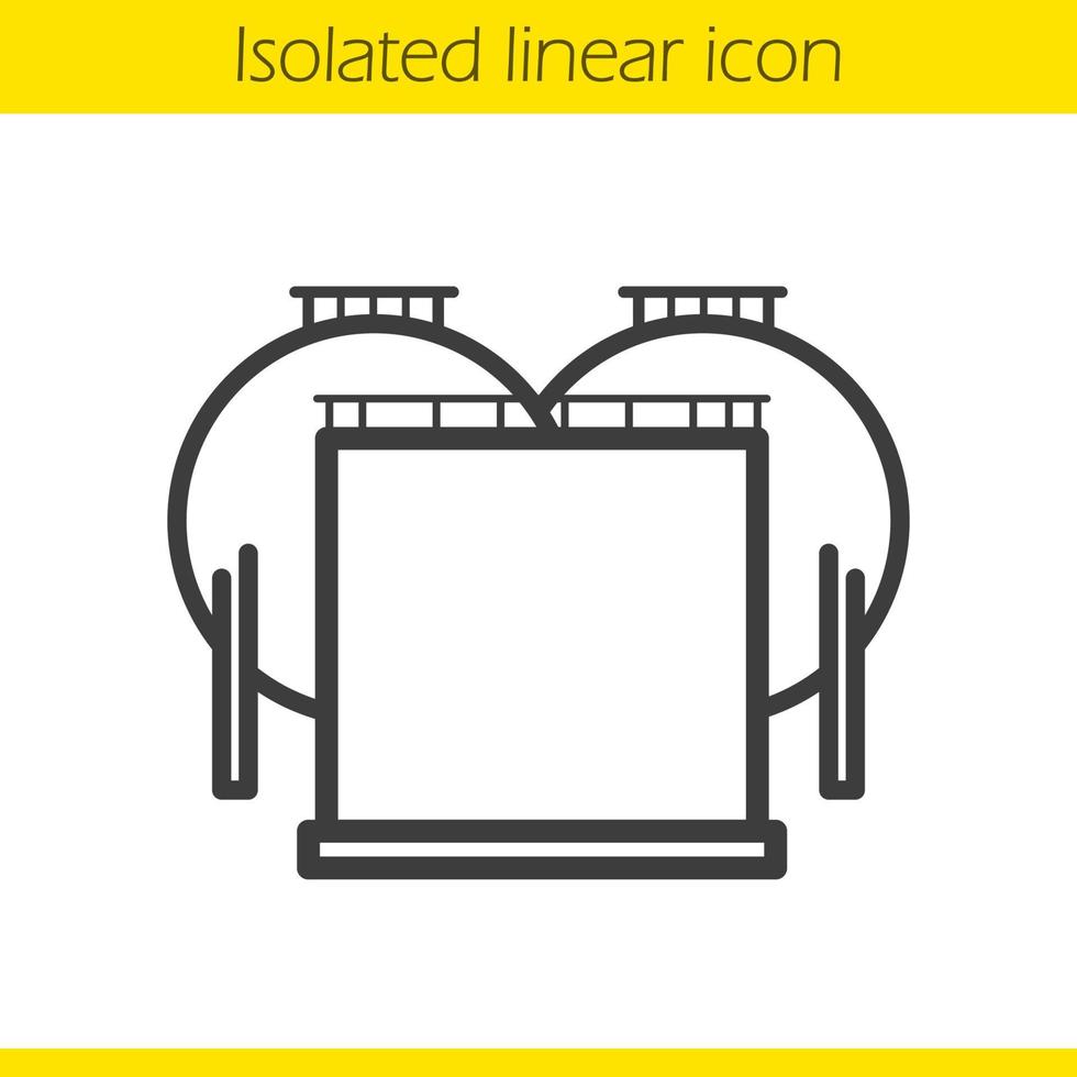 oljetank linjär ikon. tunn linje illustration. gas- och bensinindustrins lagringskontursymbol. vektor isolerade konturritning