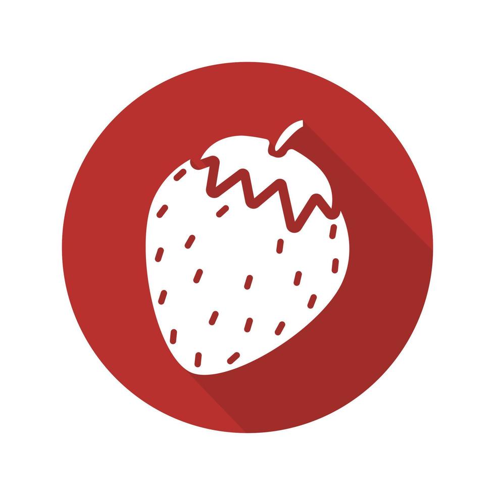 jordgubbe platt design lång skugga ikon. vektor siluett symbol
