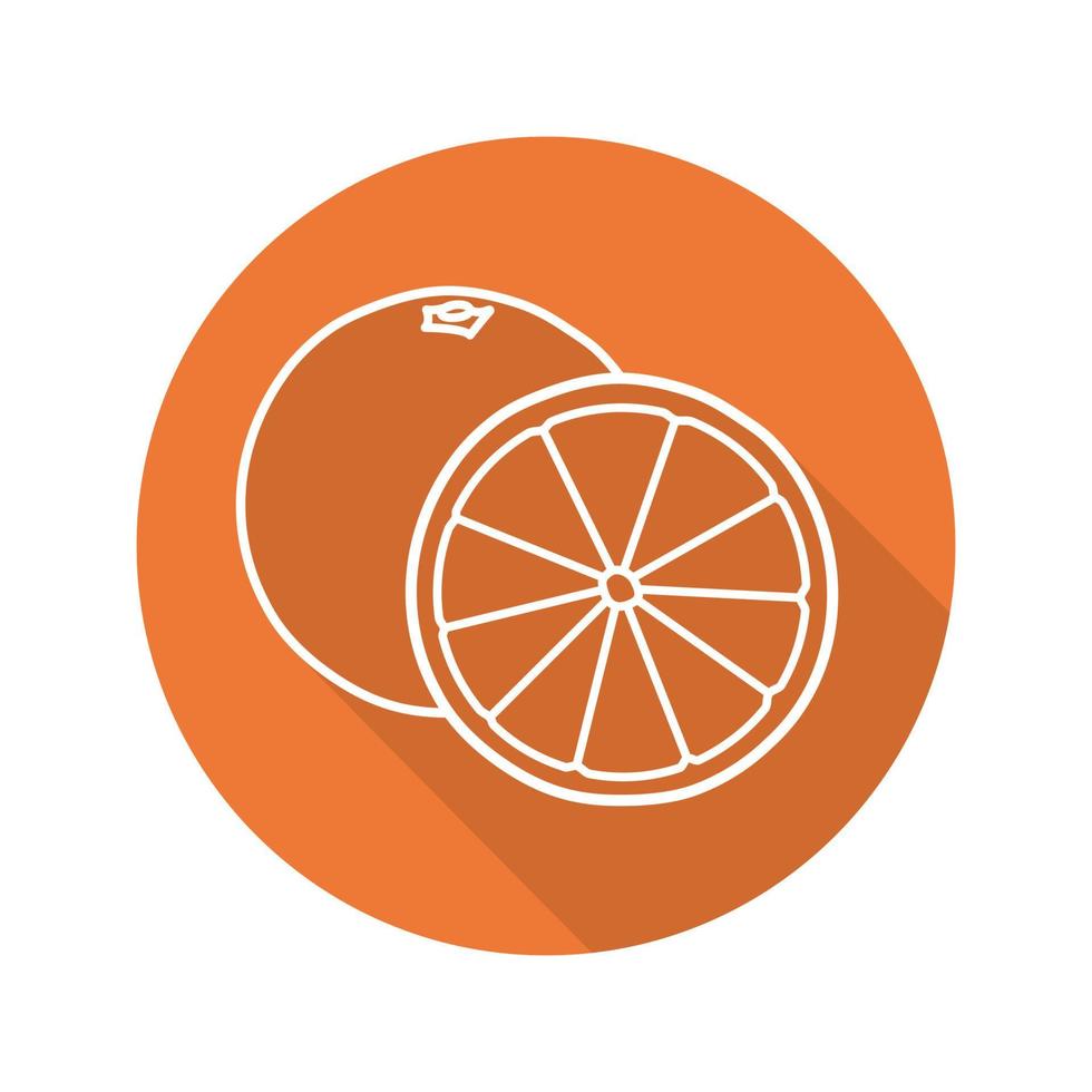 orange frukt platt linjär lång skugga ikon. vektor linje symbol
