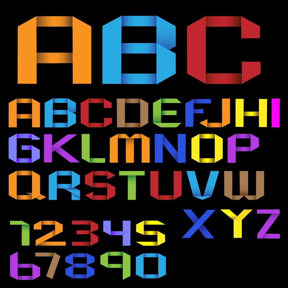 färgglada origami alfabetet vektor