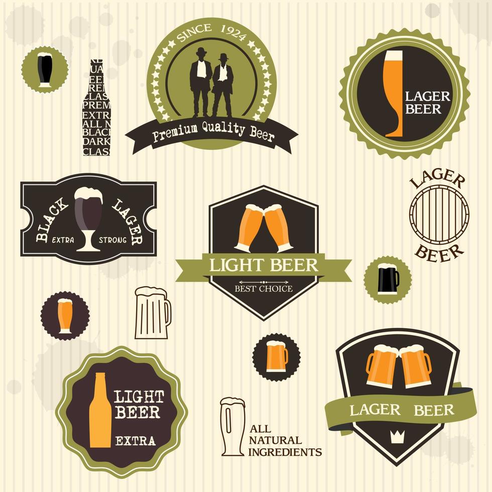 öl märken och etiketter i vintage stil design vektor