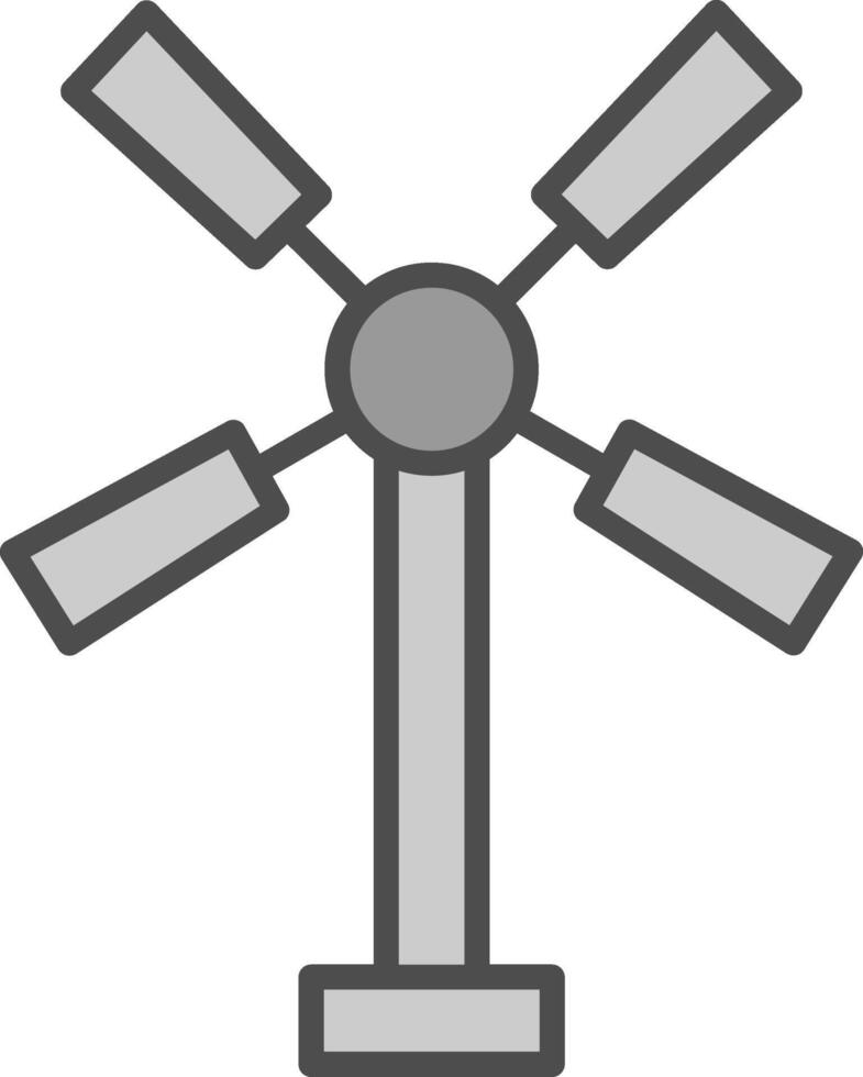 Windmühle Linie gefüllt Graustufen Symbol Design vektor