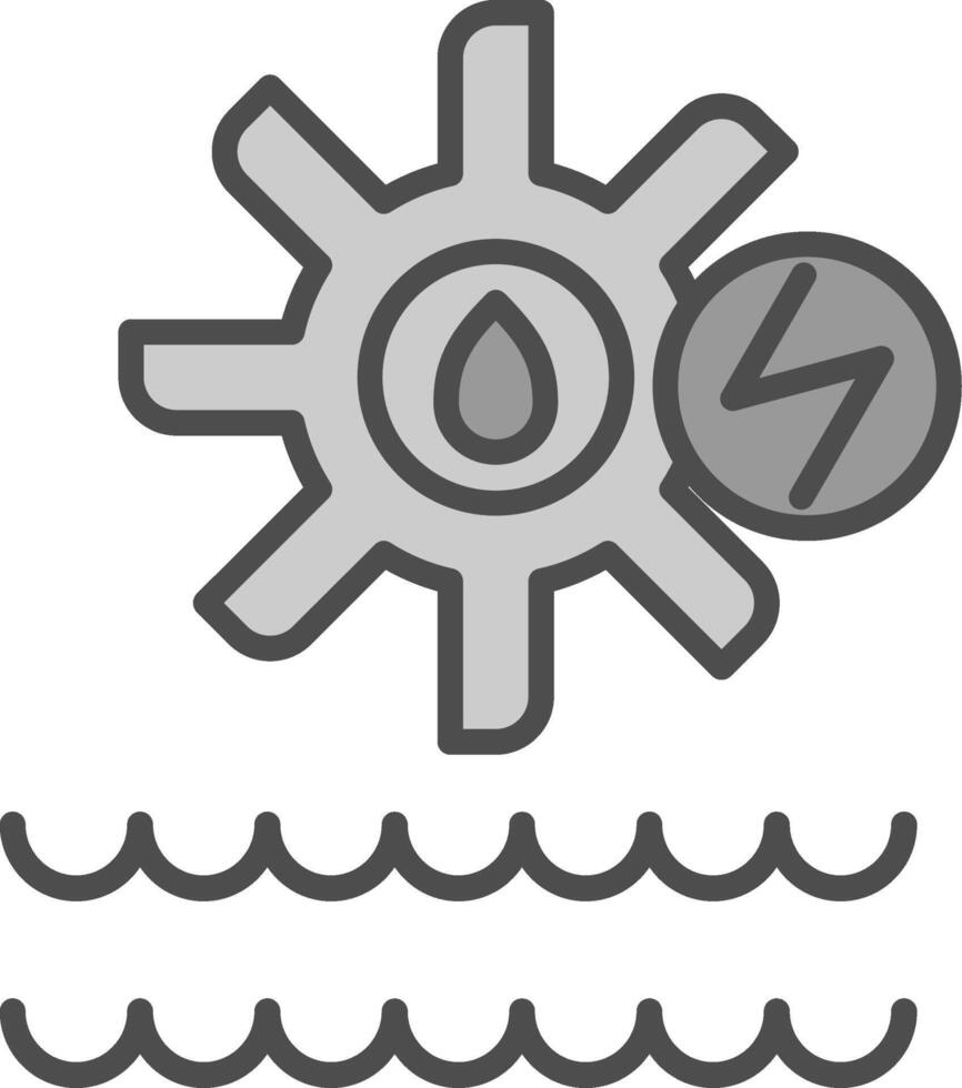 hydro kraft linje fylld gråskale ikon design vektor