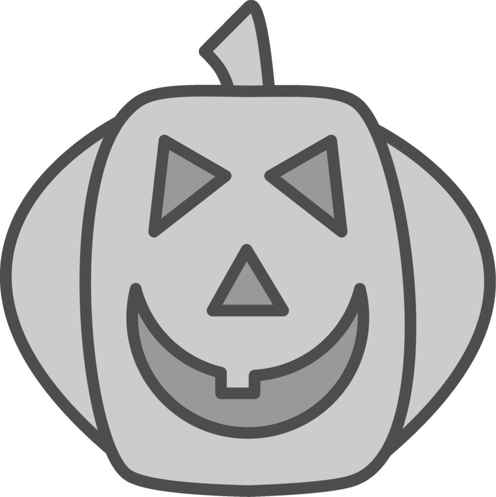 Halloween Kürbis Linie gefüllt Graustufen Symbol Design vektor