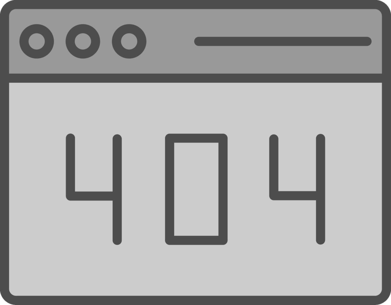 Error 404 Linie gefüllt Graustufen Symbol Design vektor