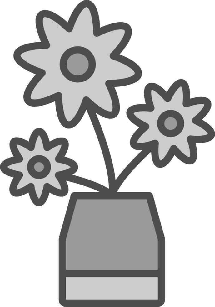 blomma linje fylld gråskale ikon design vektor