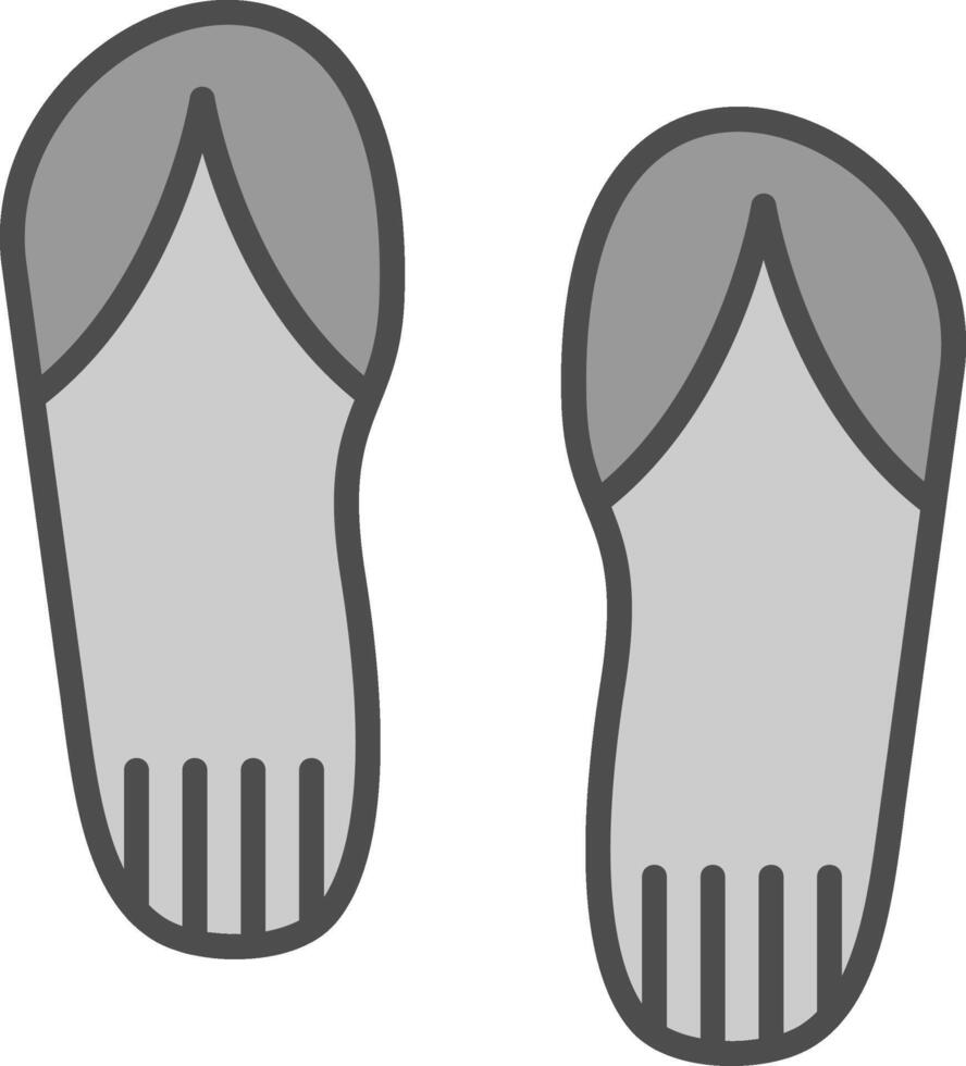 Flip Flops Linie gefüllt Graustufen Symbol Design vektor