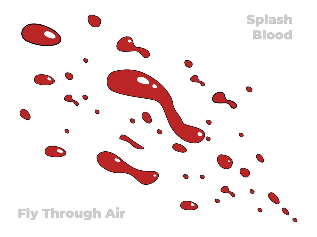 Blutstropfen, Blutstropfen einzeln auf Weiß, Vektordesign von Blutspritzern vektor