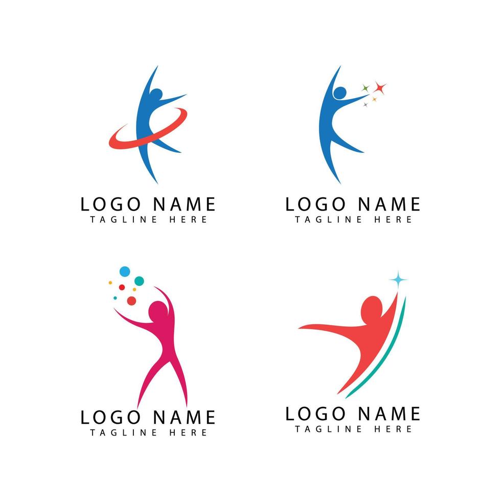 Menschen Pflege Erfolg Gesundheit Leben Logo Vorlage Symbole vektor