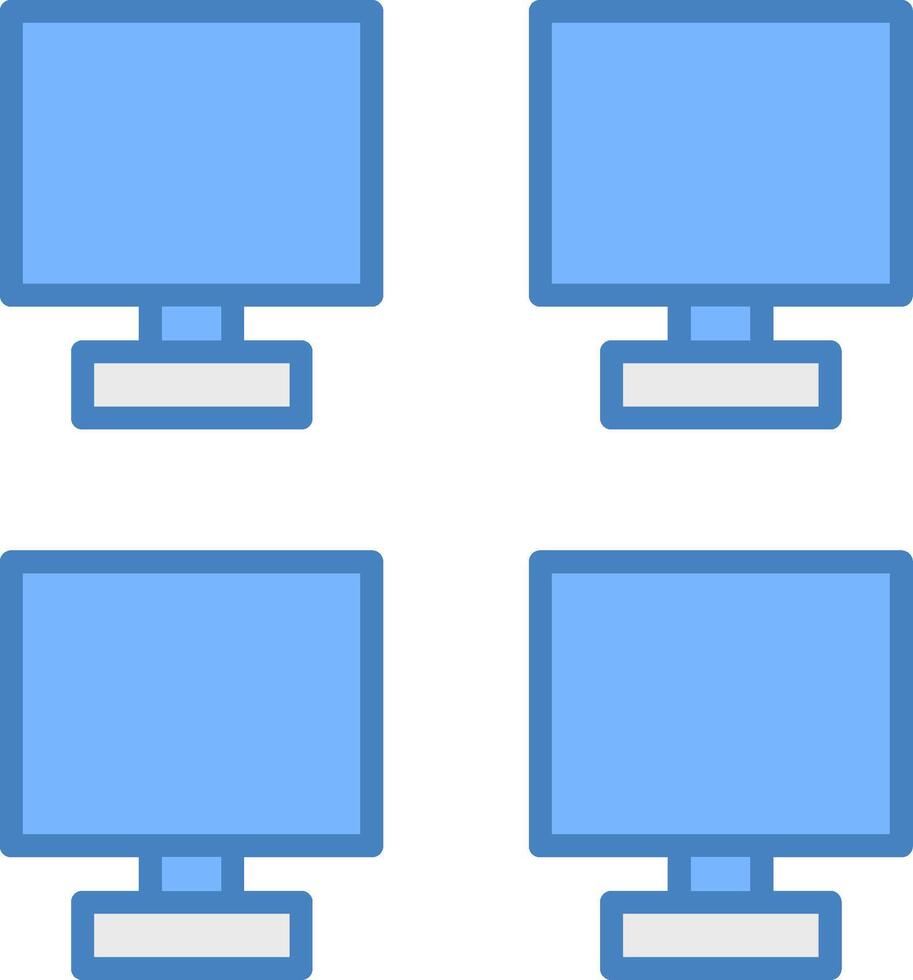monitorer linje fylld blå ikon vektor