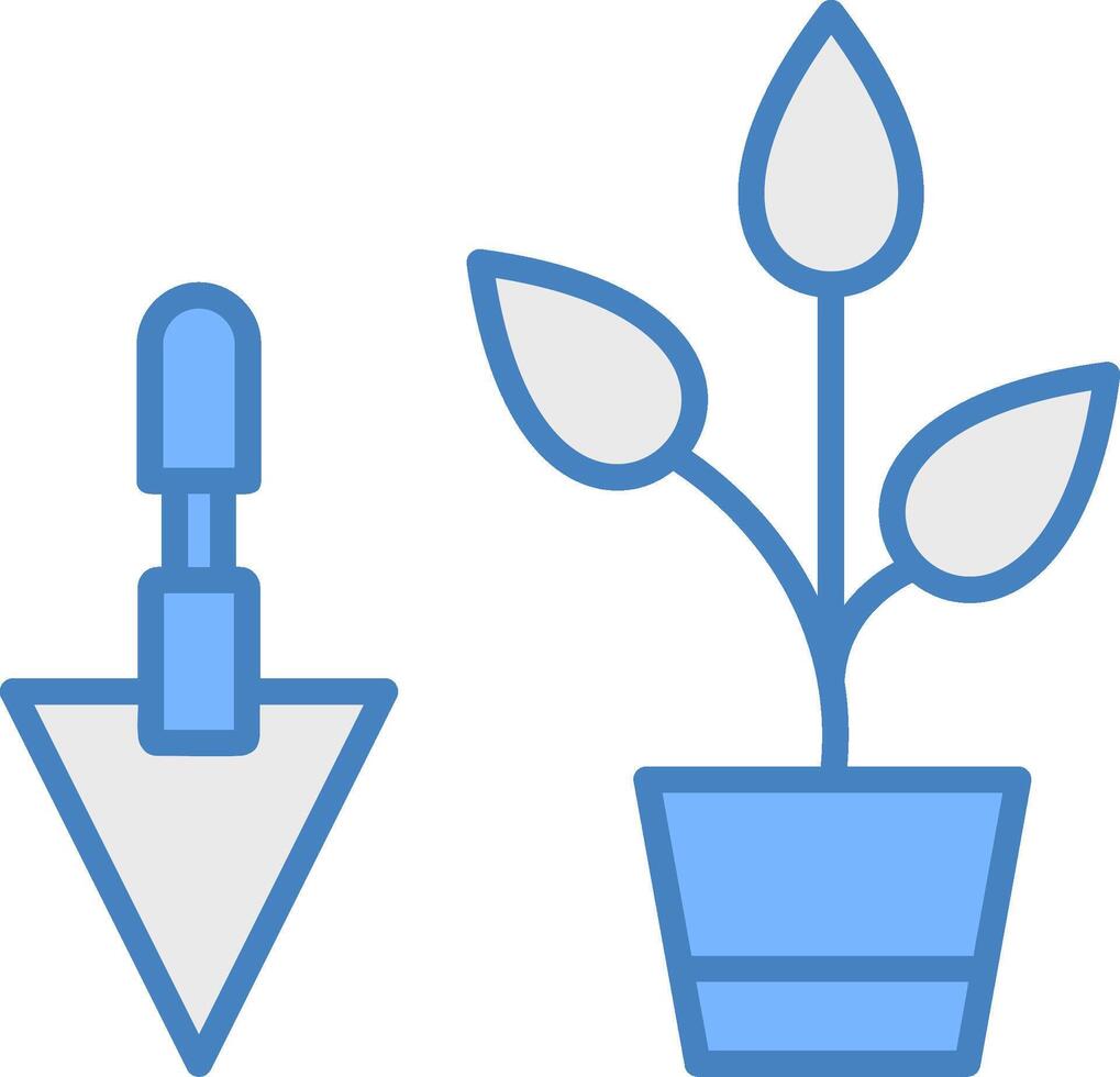 Gartenarbeit Linie gefüllt Blau Symbol vektor