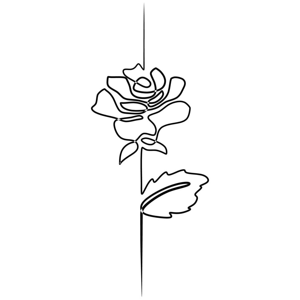 einzeiliges Rosendesign. handgezeichnete Minimalismus-Stil-Vektor-Illustration. vektor