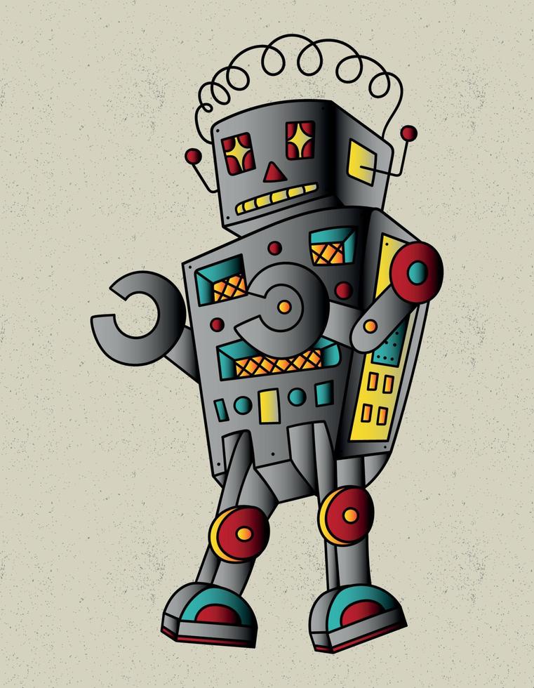 robot retro tatuering old school vektor