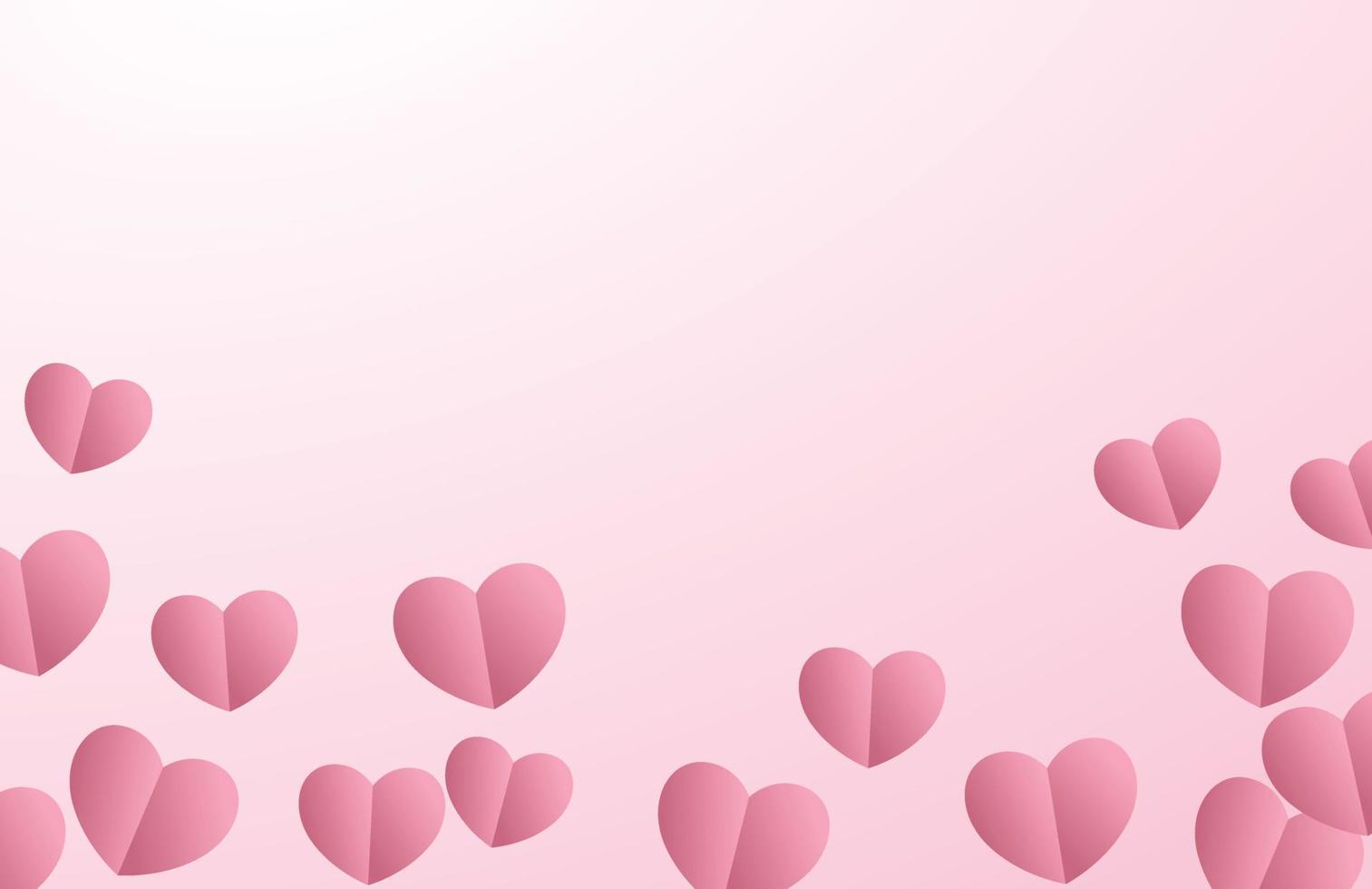 hjärtsymbol gjord av papper och flygande på gradient rosa bakgrund. pappersutskuren mall för mammas, barns, kvinnors, alla hjärtans dag, födelsedag och bröllopsinbjudan och hälsningar vektor