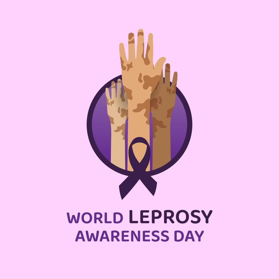 World lepra awareness day symbol för sociala medier mall, banderoll och affisch med hand och lila band. internationellt hälsoevenemang i januari vektor