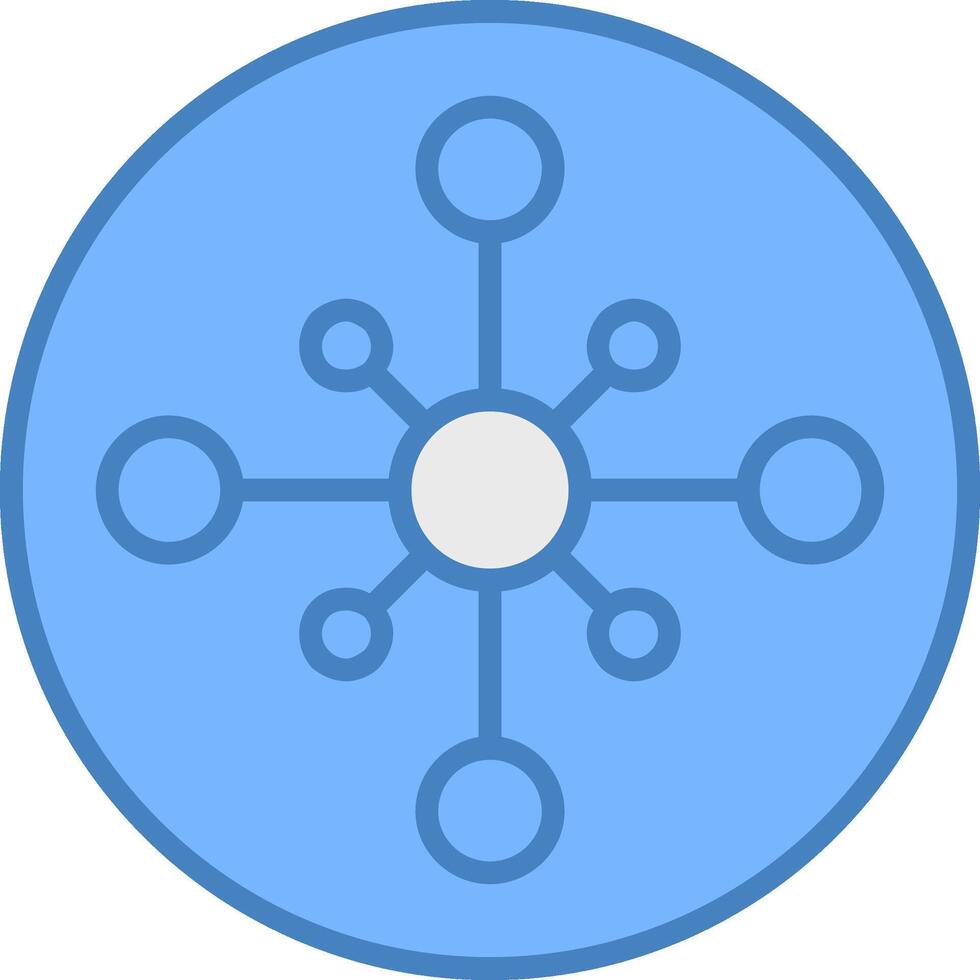 nätverk nav linje fylld blå ikon vektor