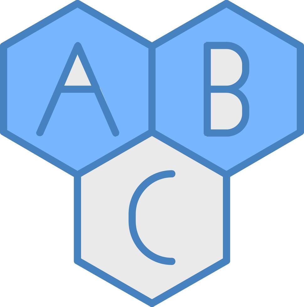alfabet linje fylld blå ikon vektor