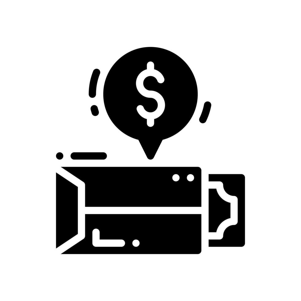 kuvert med pengar ikon i glyf stil. vektor illustration av affärsmeddelande