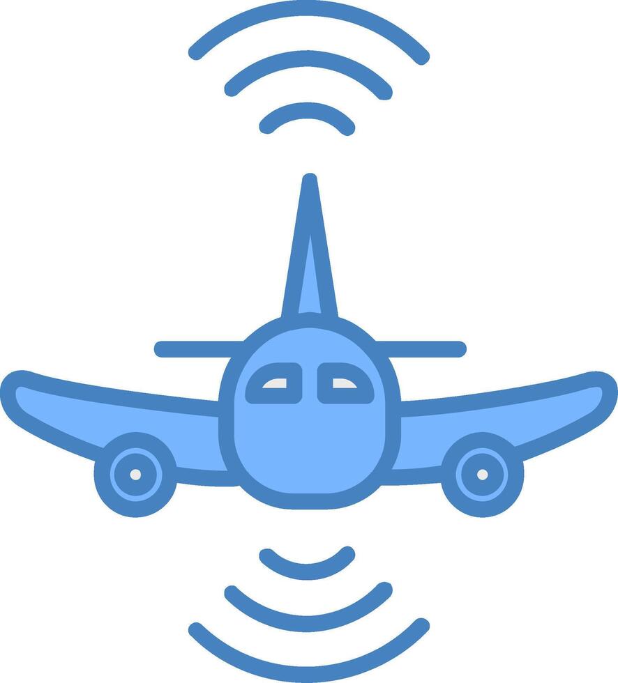 Flugzeug Linie gefüllt Blau Symbol vektor
