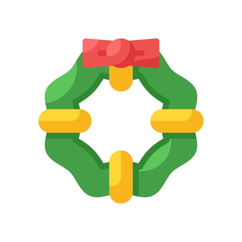 Symbol für den flachen Stil des Weihnachtskranzes. Vektorillustration für Grafikdesign, Website, App vektor