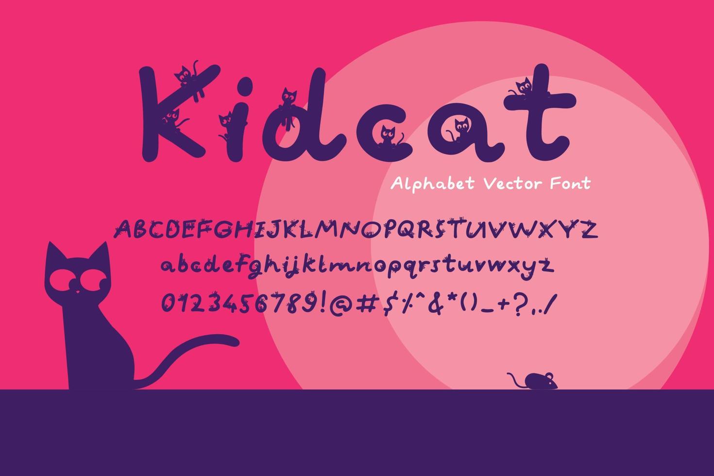 Kidcat-Alphabet-Vektor-Schriftart, süße dekorative Alphabet-Schriftart, frecher Katzenvektor, Pro-Vektor. vektor